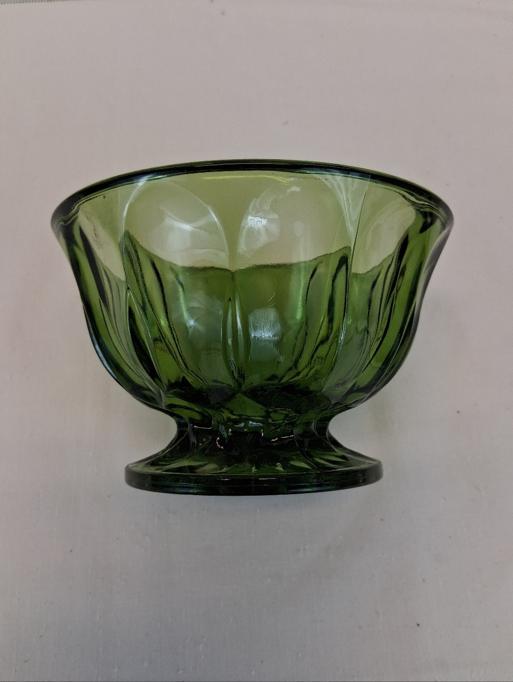 VTG Anchor Hocking Fairfield Avocado Green Pedestal Candy Dish Bowl 1970s USA